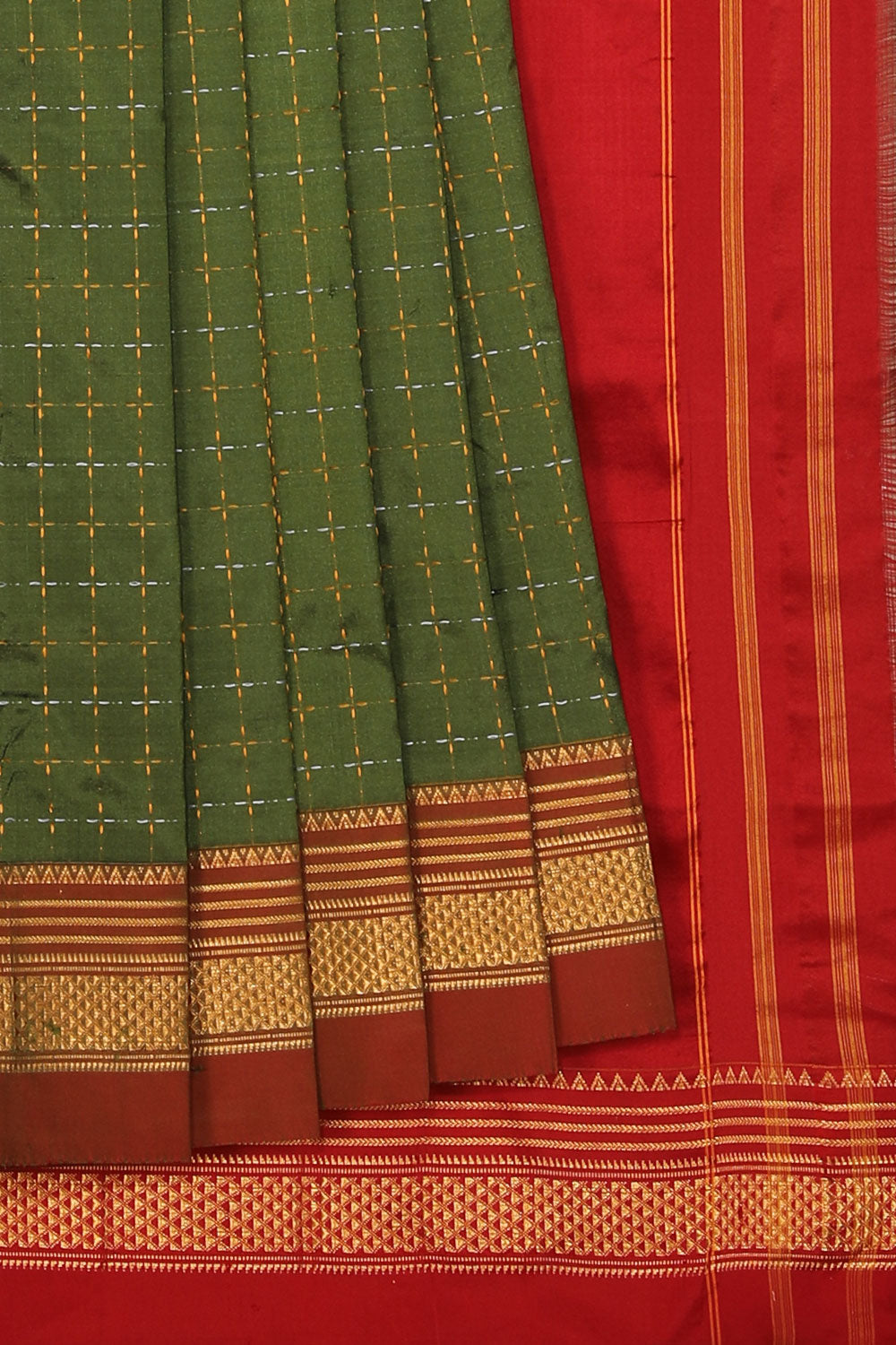 Collection of Narayanpet Silk Heena-Green Saree in a gallery layout