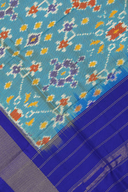 Image of Pochampally-Silk Smoky-Blue Dupatta