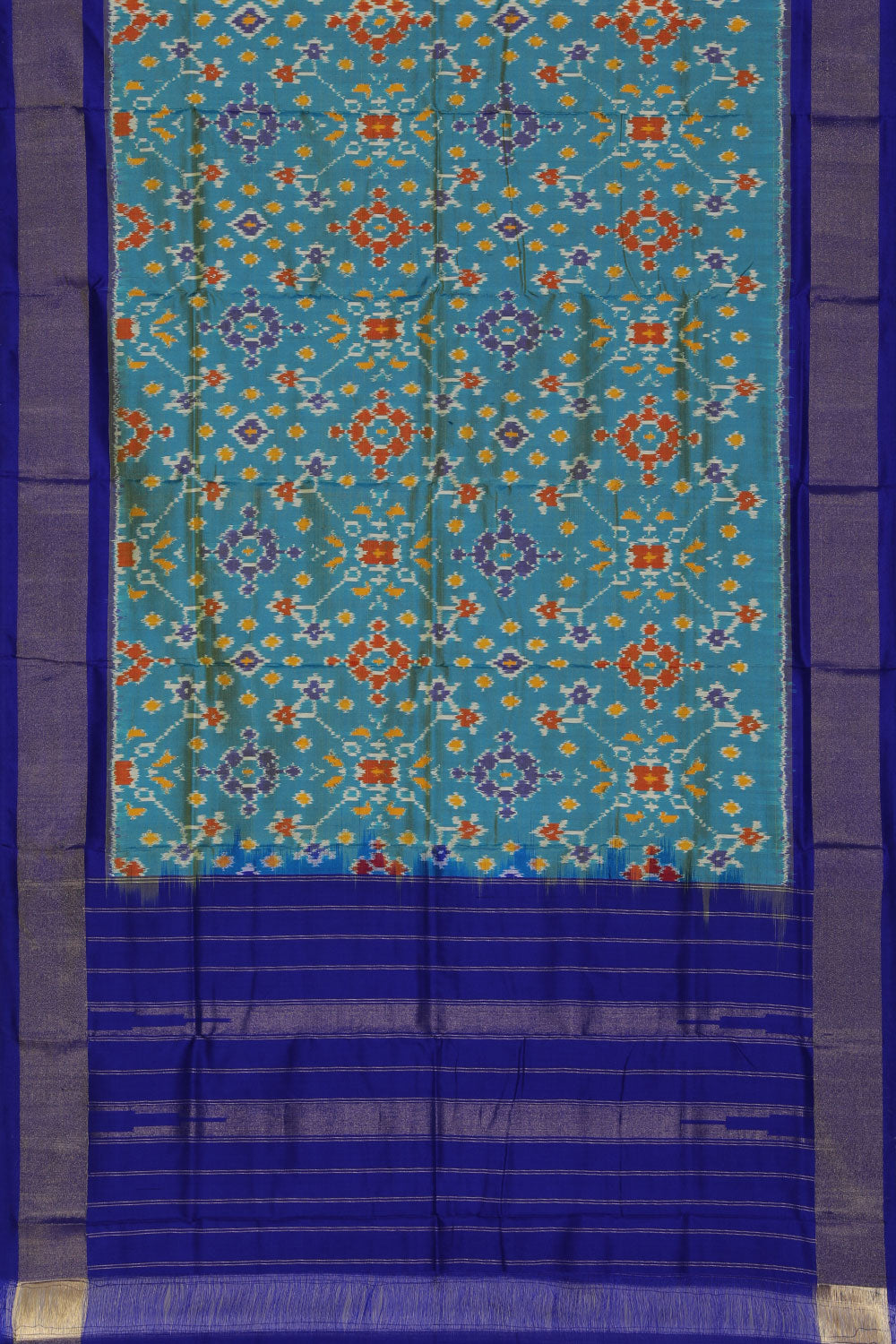 Pochampally-Silk Smoky-Blue Dupatta