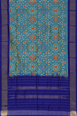 Image of Pochampally-Silk Smoky-Blue Dupatta