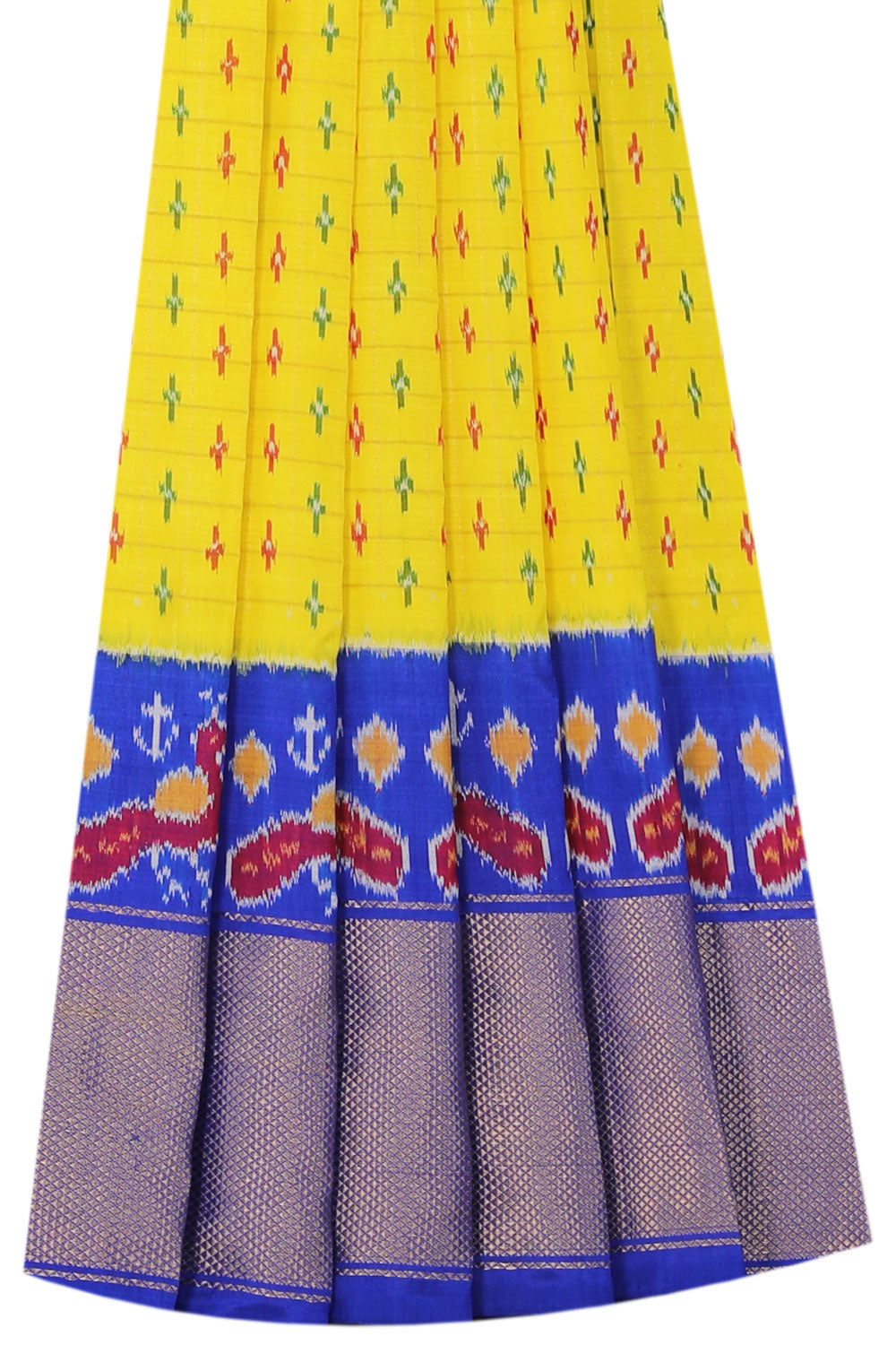 Image of Pochampally-Silk Pavada Unstitched Set