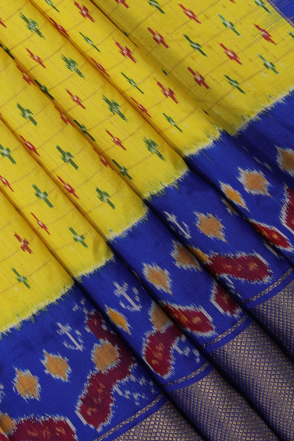 Image of Pochampally-Silk Pavada Unstitched Set