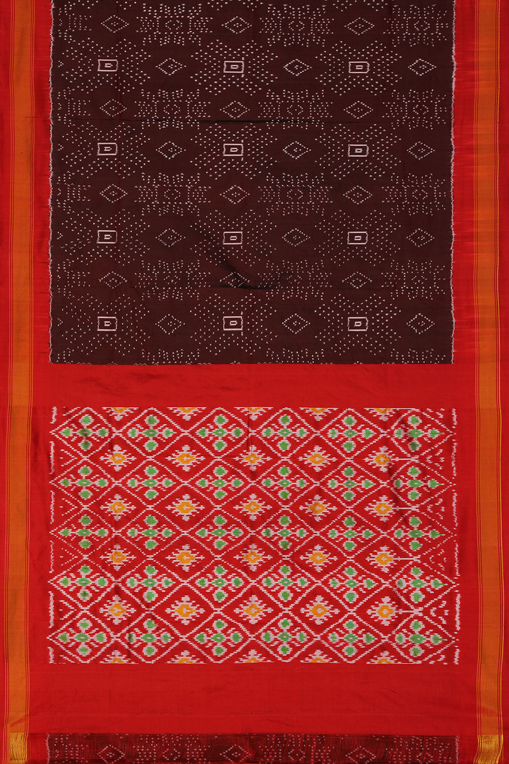 Image of Pochampally-Silk Coffee-Brown Saree