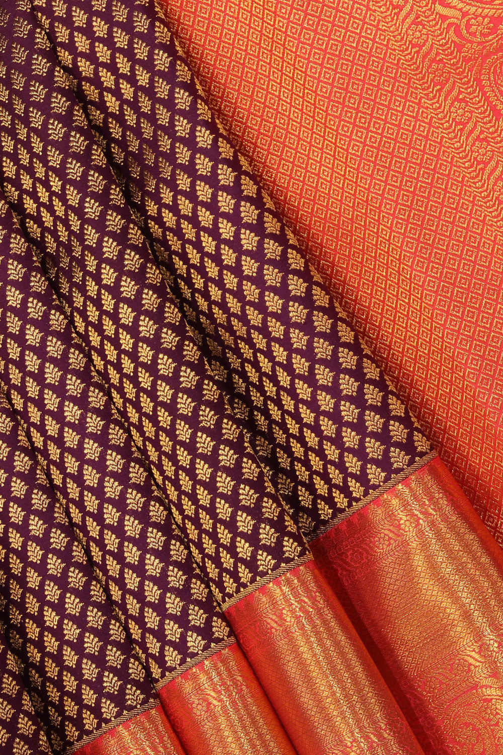 Collection of Kanchipattu Violet Saree in a gallery layout