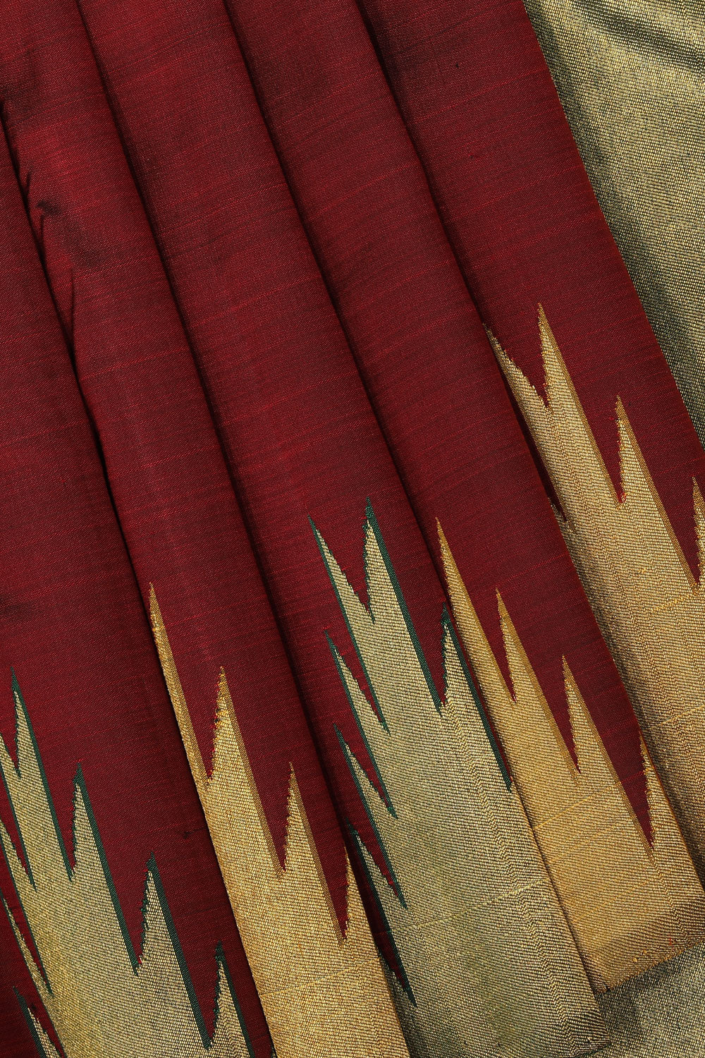 Collection of Arani-Silk Maroon Saree in a gallery layout