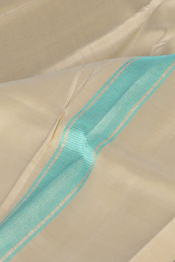 Image of Kanchi Pure Silk Beige Traditional Dhoti With Kanduva (8 X 4)