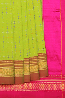 Collection of Narayanpet Silk Green Saree in a gallery layout