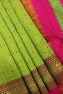 Collection of Narayanpet Silk Green Saree in a gallery layout