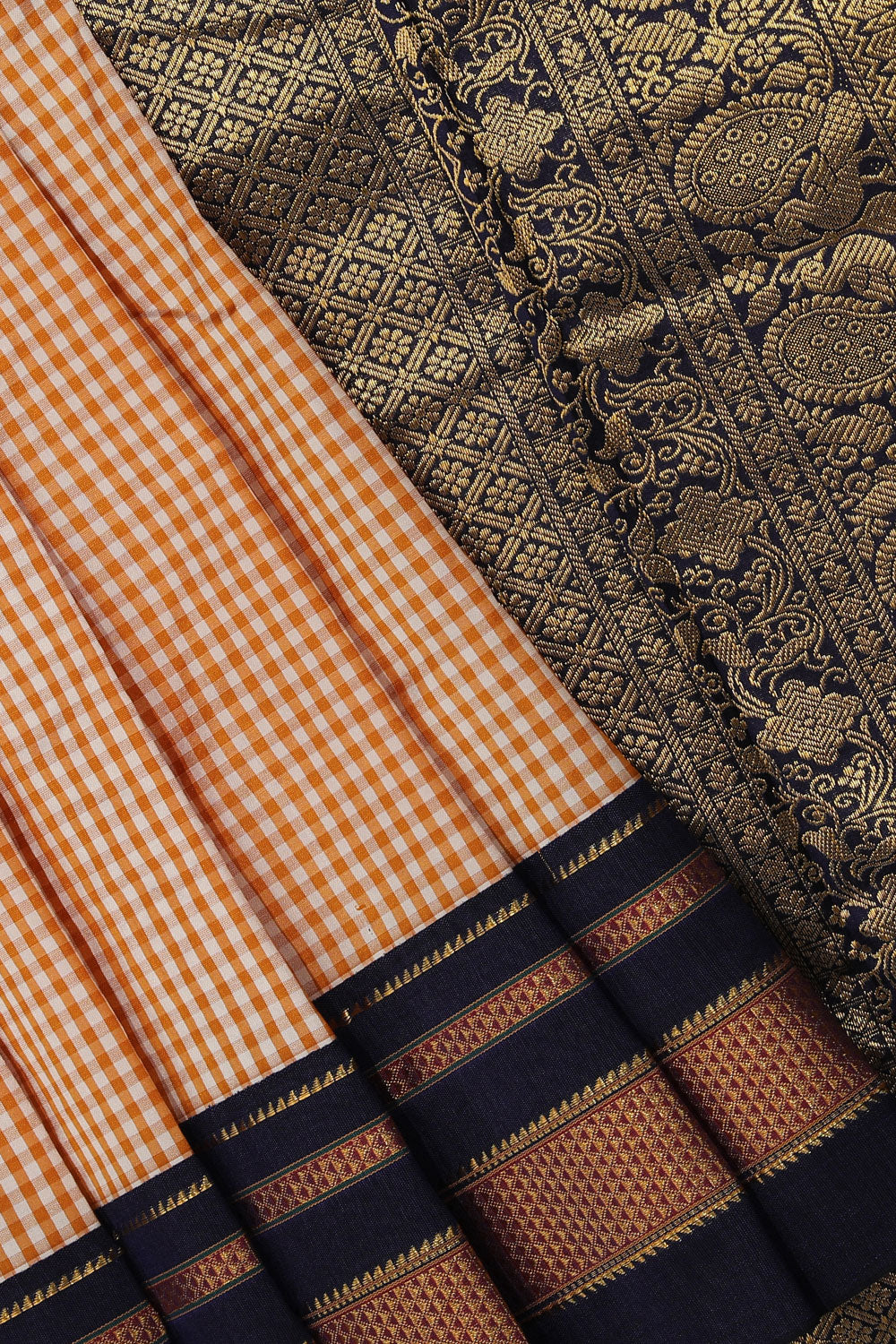 Collection of Narayanpet Silk Brown Saree in a gallery layout