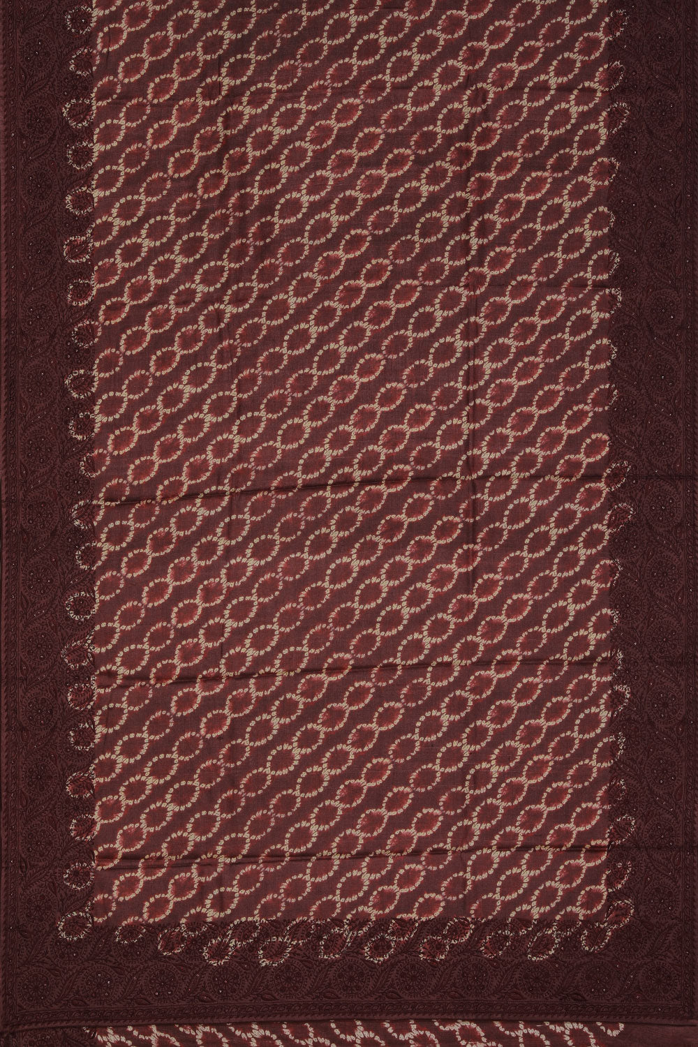 Image of Chocolate-Brown Tussar Silk Embroidery Work Saree