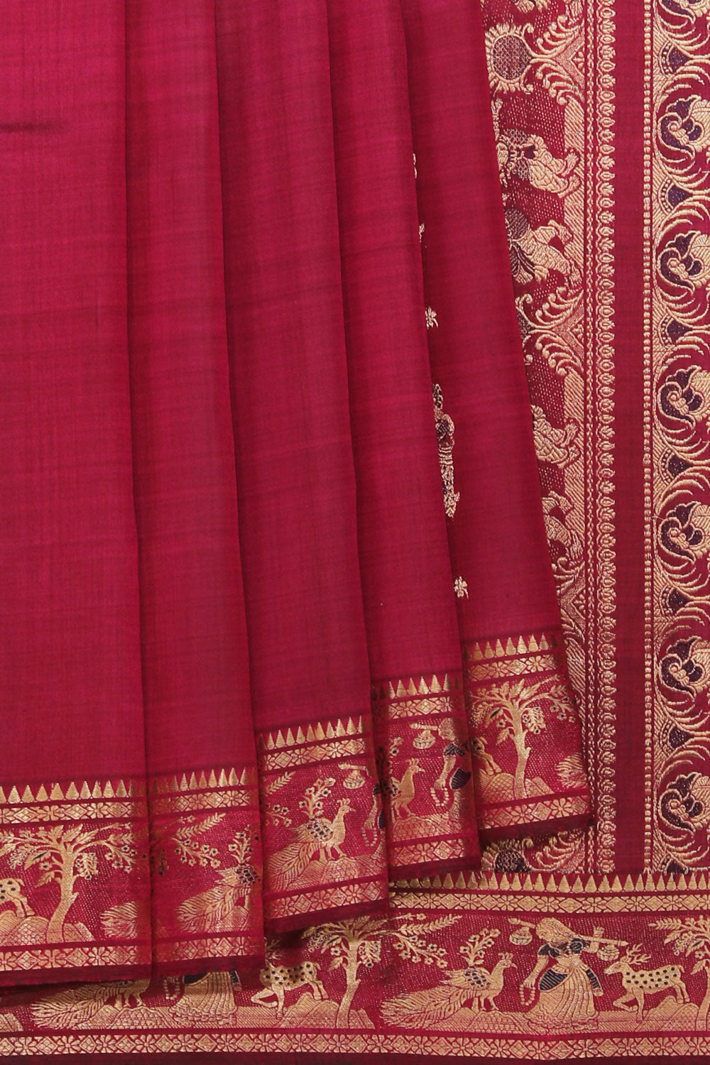 Collection of Baluchari Silk Plum-Pink Saree in a gallery layout