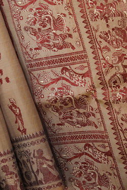 Image of Baluchari Silk Beige Saree