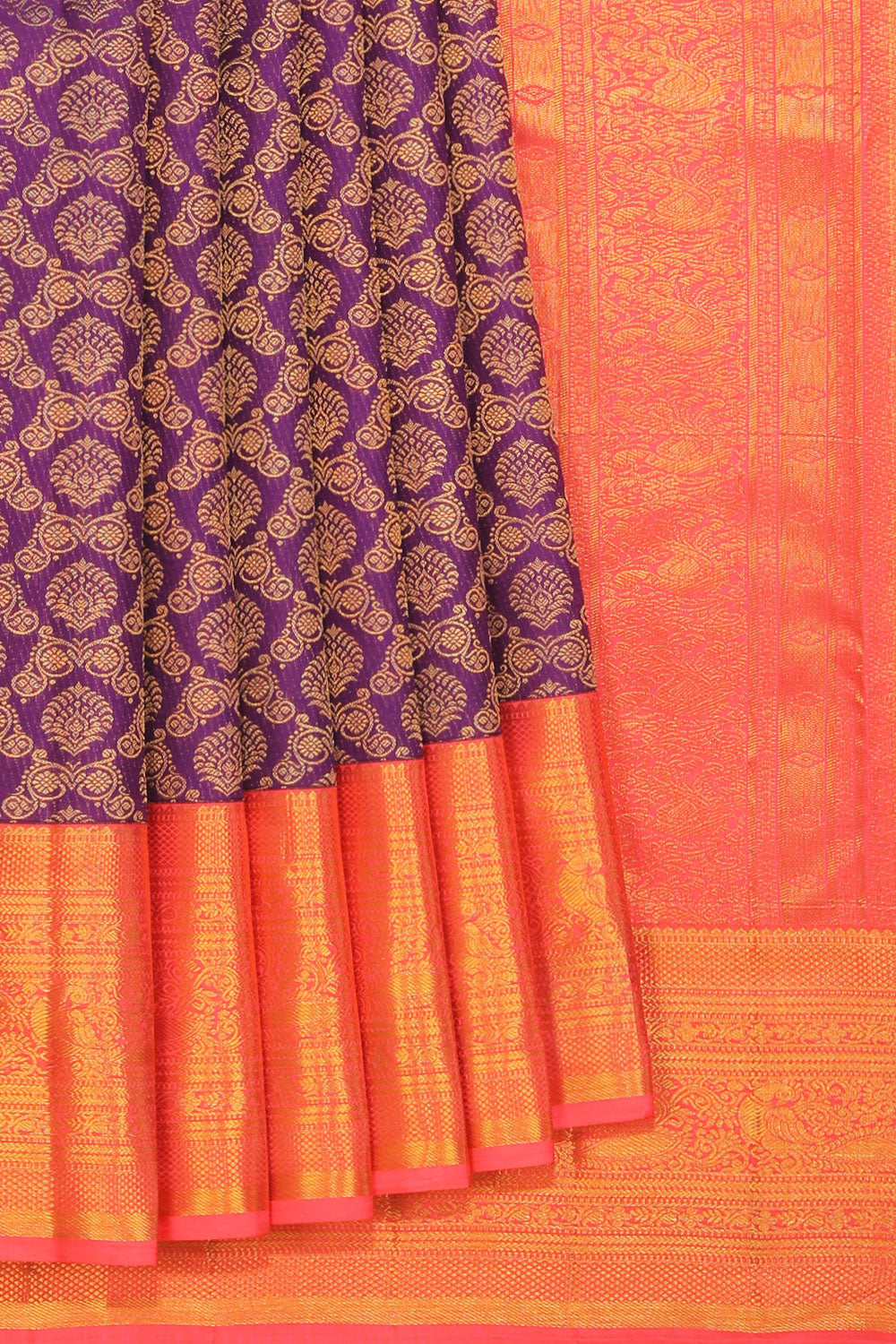 Collection of Kanchipattu Violet Saree in a gallery layout