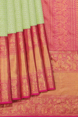 Collection of Kanchipattu Mint-Green Saree in a gallery layout