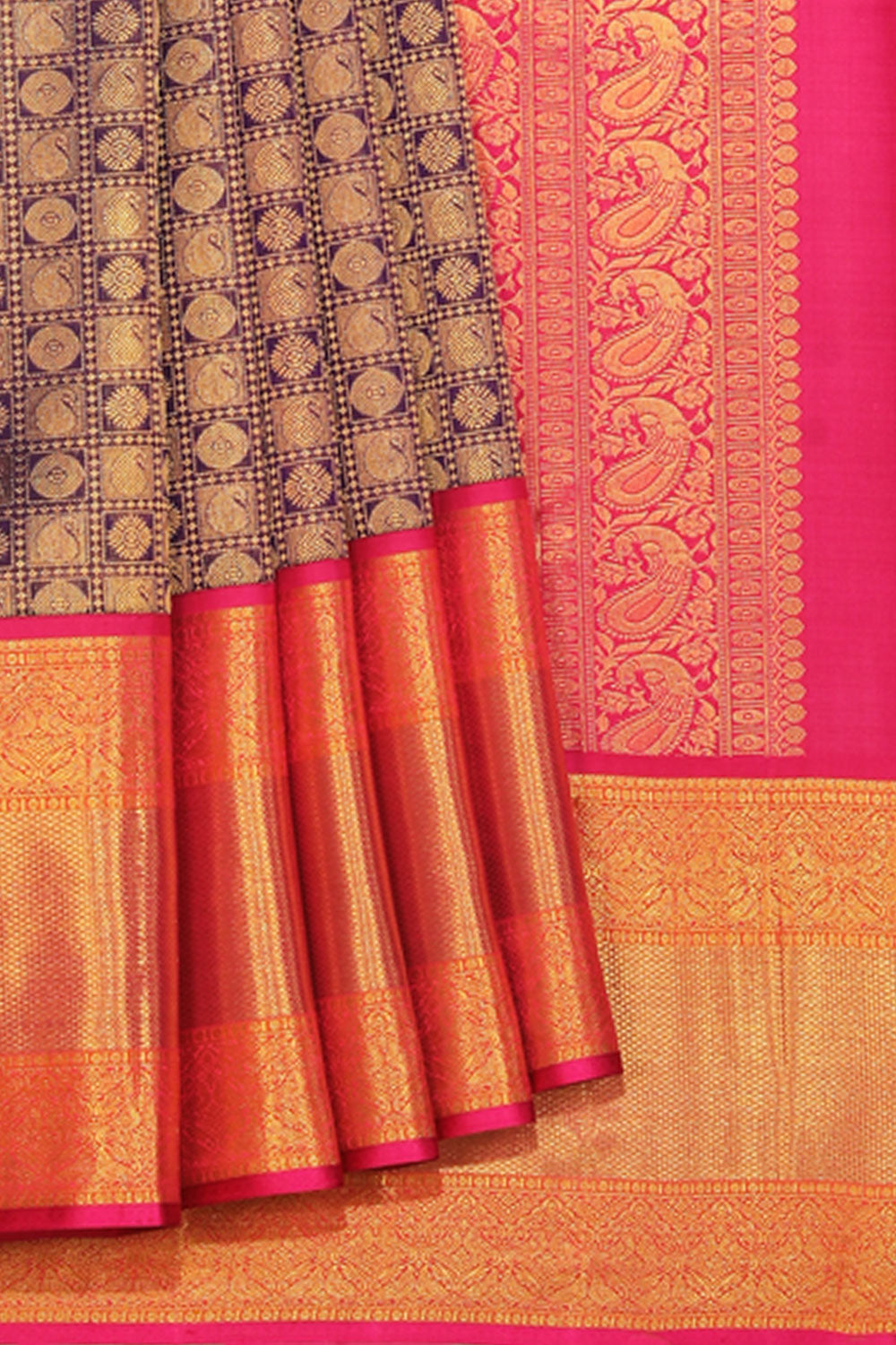 Collection of Kanchipattu Violet Saree in a gallery layout