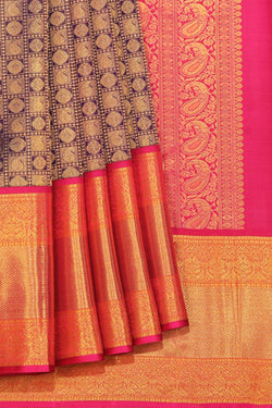 Collection of Kanchipattu Violet Saree in a gallery layout