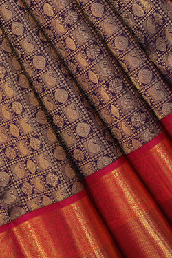 Collection of Kanchipattu Violet Saree in a gallery layout