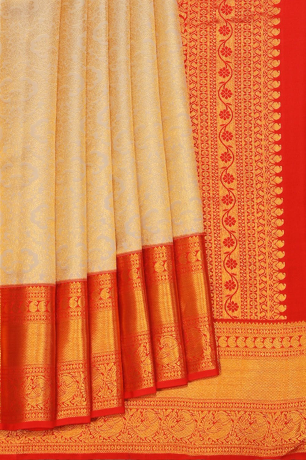 Collection of Kanchipattu Off-White Saree in a gallery layout