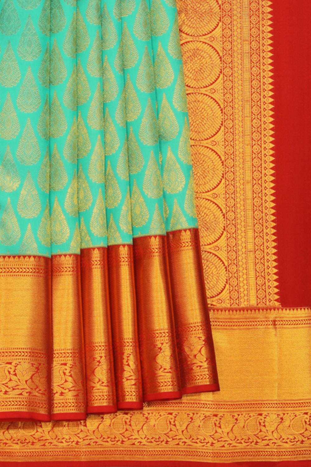 Collection of Kanchipattu Sea-Green Saree in a gallery layout