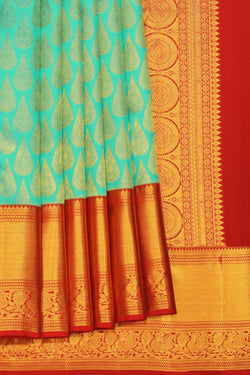 Collection of Kanchipattu Sea-Green Saree in a gallery layout