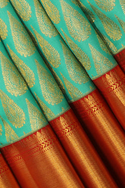 Collection of Kanchipattu Sea-Green Saree in a gallery layout