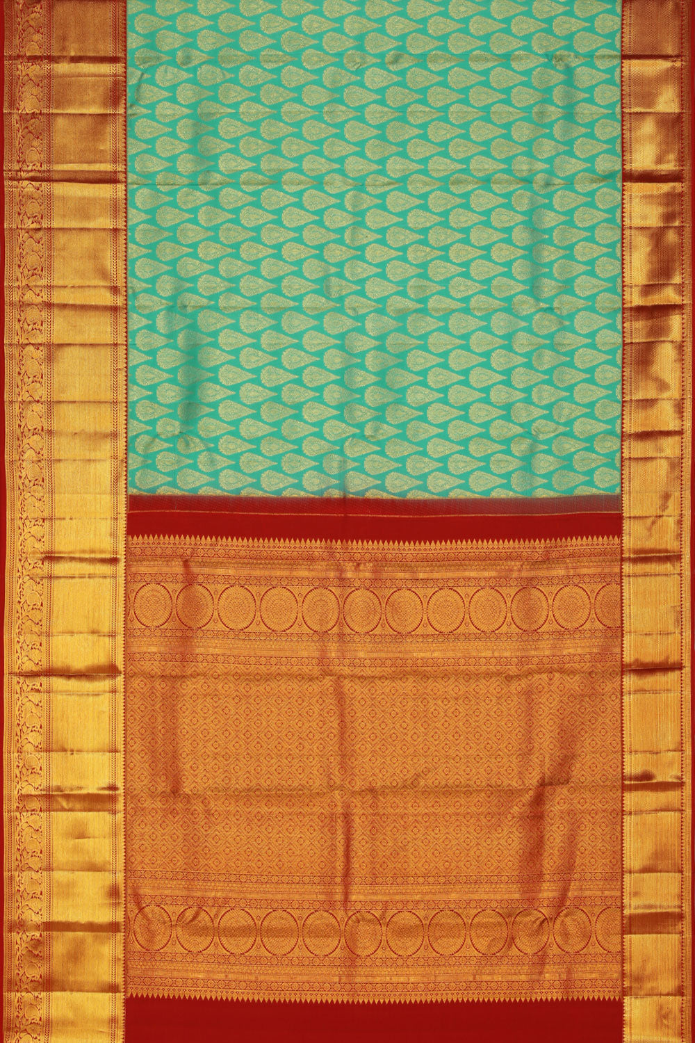 Collection of Kanchipattu Sea-Green Saree in a gallery layout