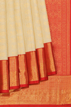 Collection of Kanchipattu Off-White Saree in a gallery layout