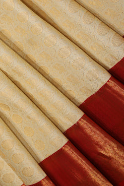 Collection of Kanchipattu Off-White Saree in a gallery layout