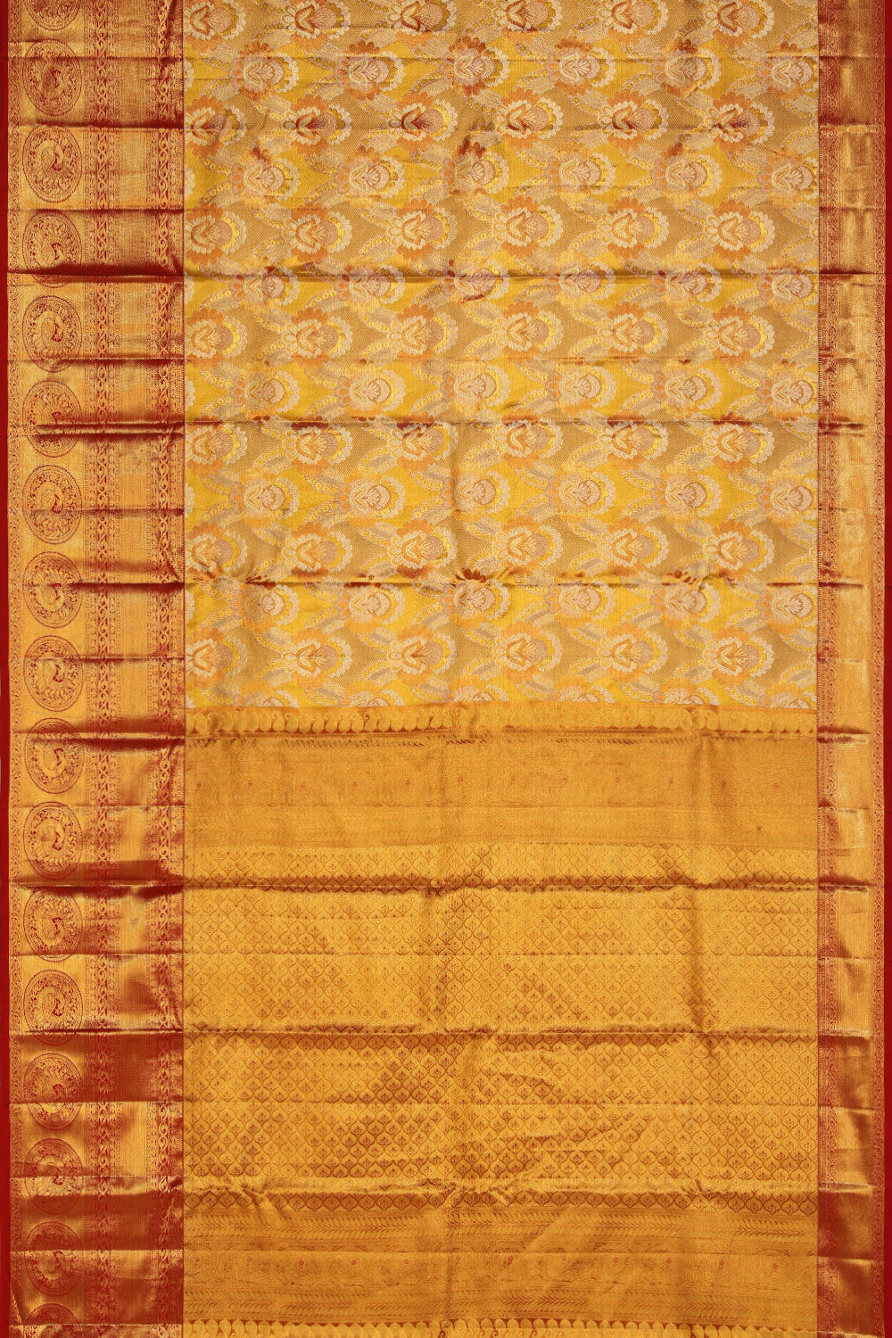 Image of Kanchipattu Yellow Saree