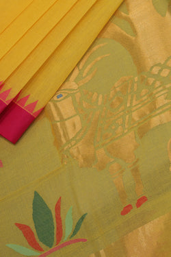 Collection of Uppada Cotton Yellow Saree in a gallery layout