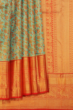 Collection of Kanchipattu An Ethereal Gold/Green Saree in a gallery layout