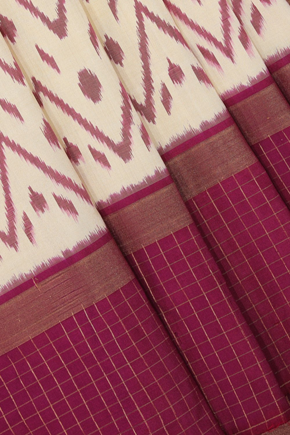 Collection of Pochampally-Silk Cream Saree-Cream in a gallery layout