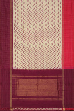 Collection of Pochampally-Silk Cream Saree-Cream in a gallery layout