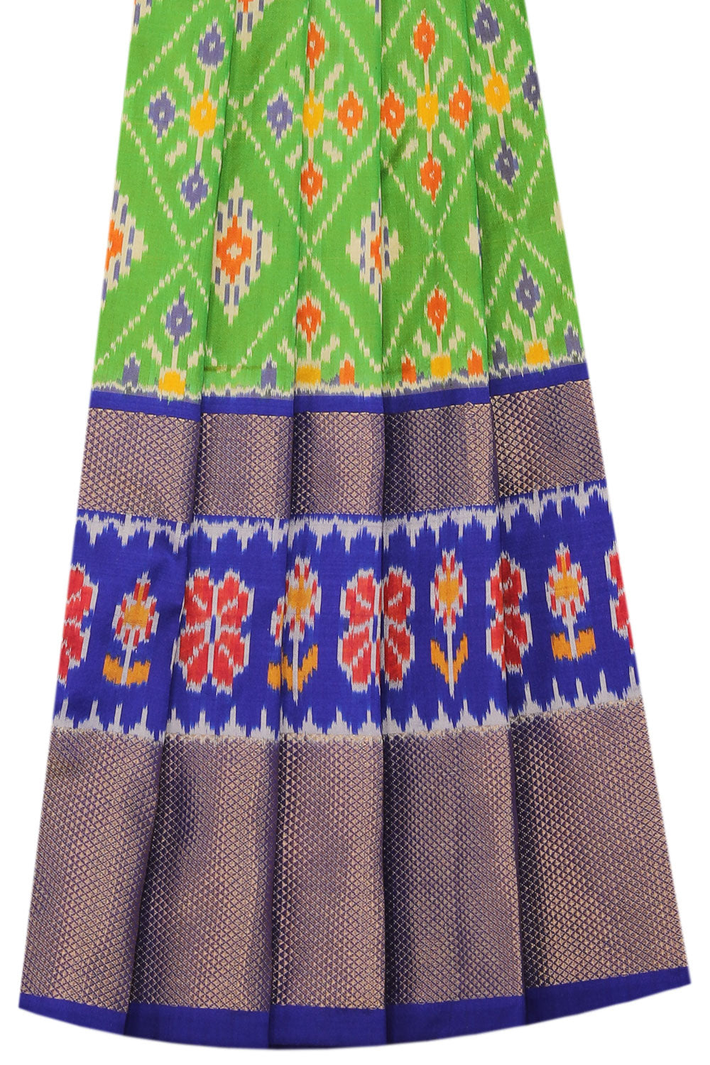 Image of Pochampally-Silk Pavada Unstitched Set