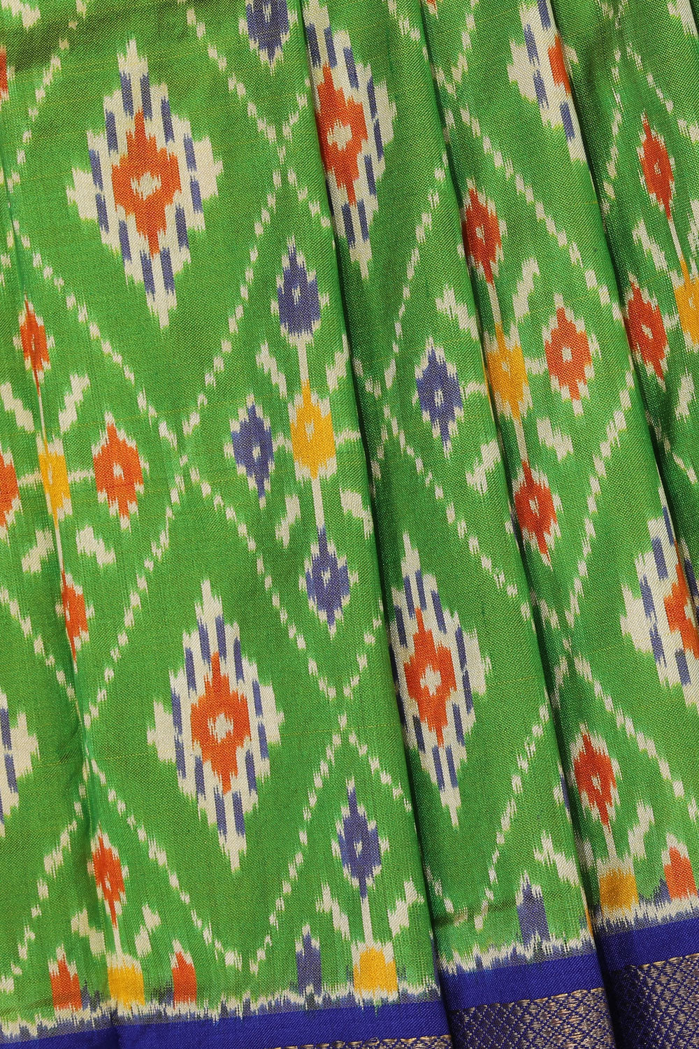 Image of Pochampally-Silk Pavada Unstitched Set