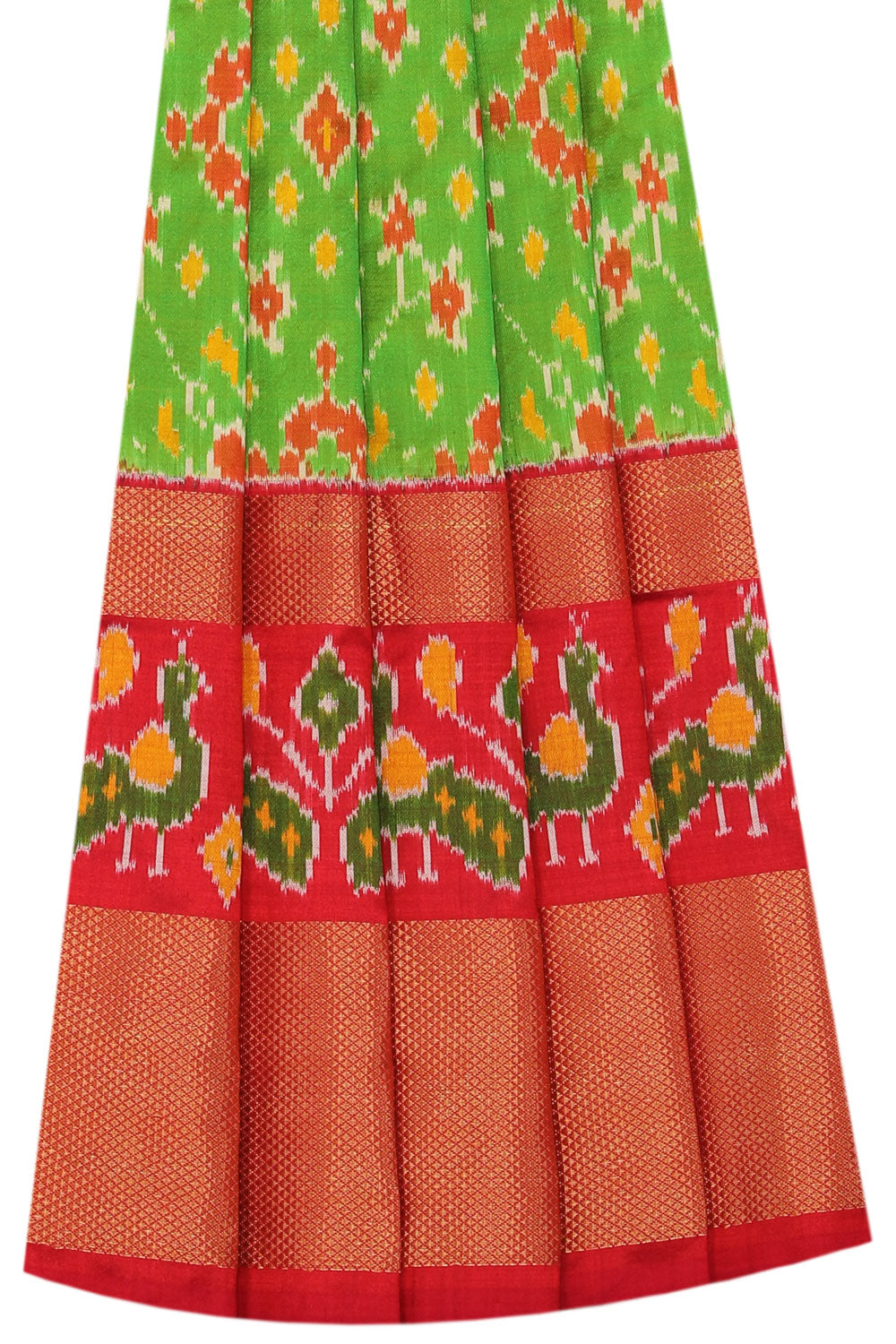 Image of Pochampally-Silk Pavada Unstitched Set
