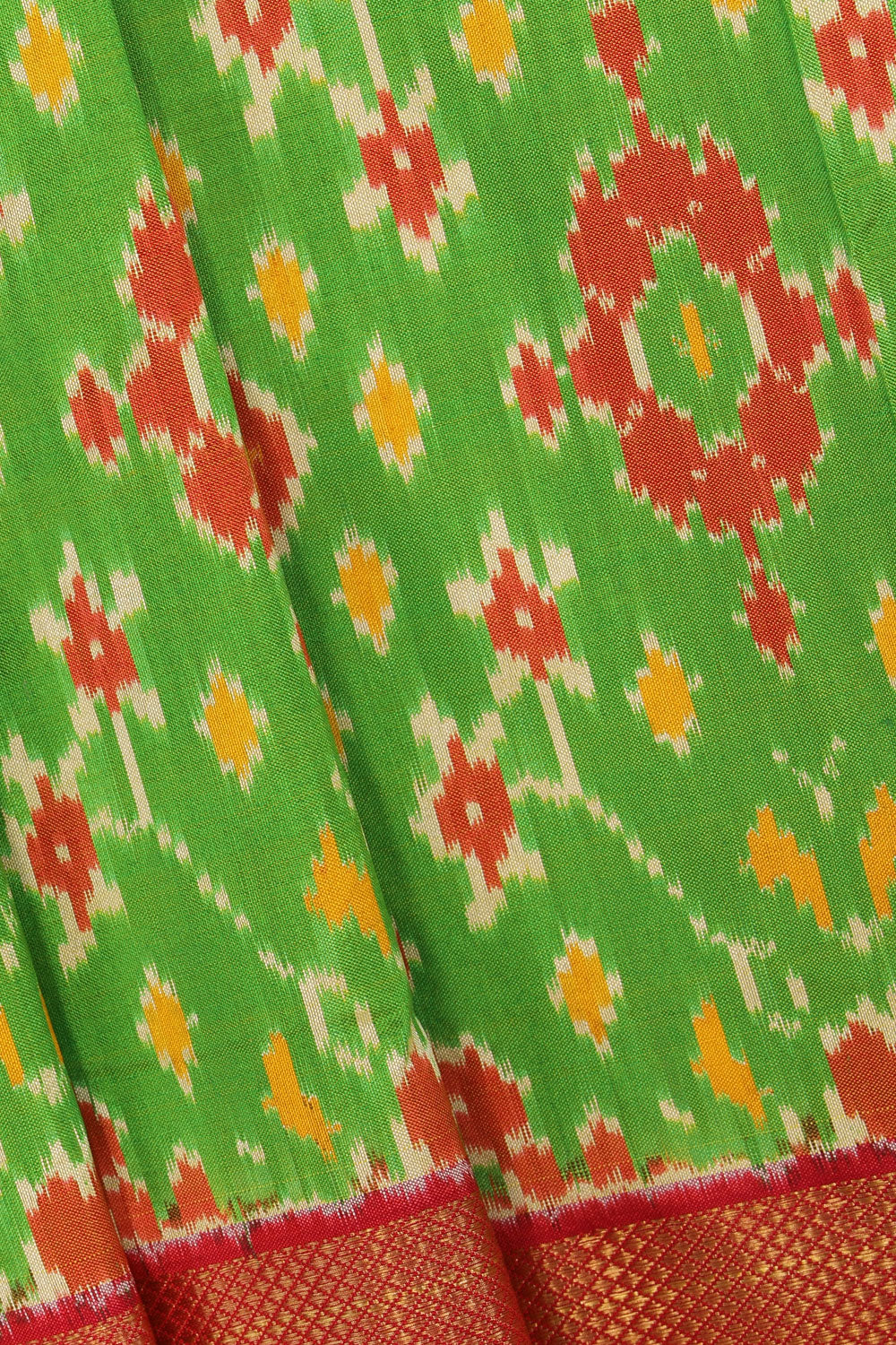 Image of Pochampally-Silk Pavada Unstitched Set
