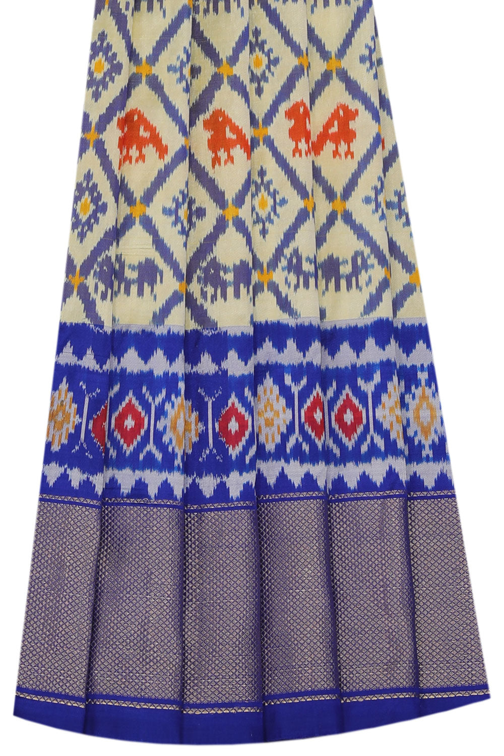 Image of Pochampally-Silk Pavada Unstitched Set