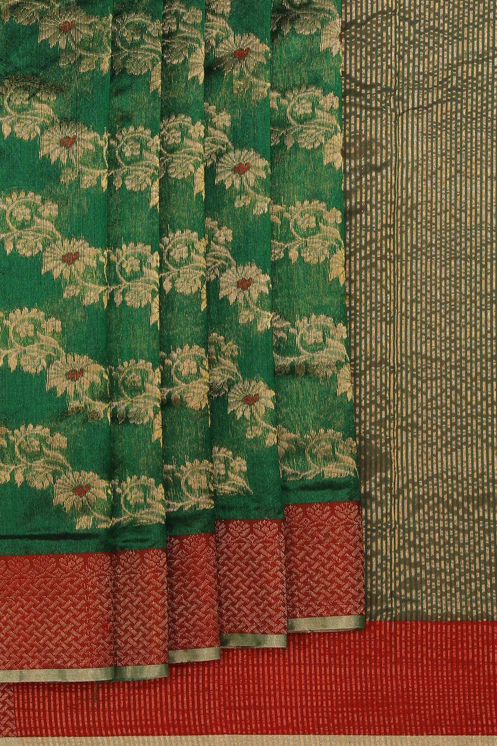 Collection of Chanderi Green Saree in a gallery layout