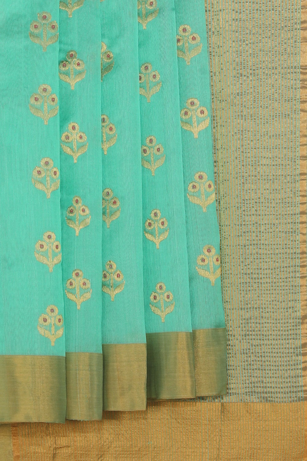 Collection of Chanderi Sea-Green Saree in a gallery layout