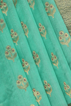 Collection of Chanderi Sea-Green Saree in a gallery layout