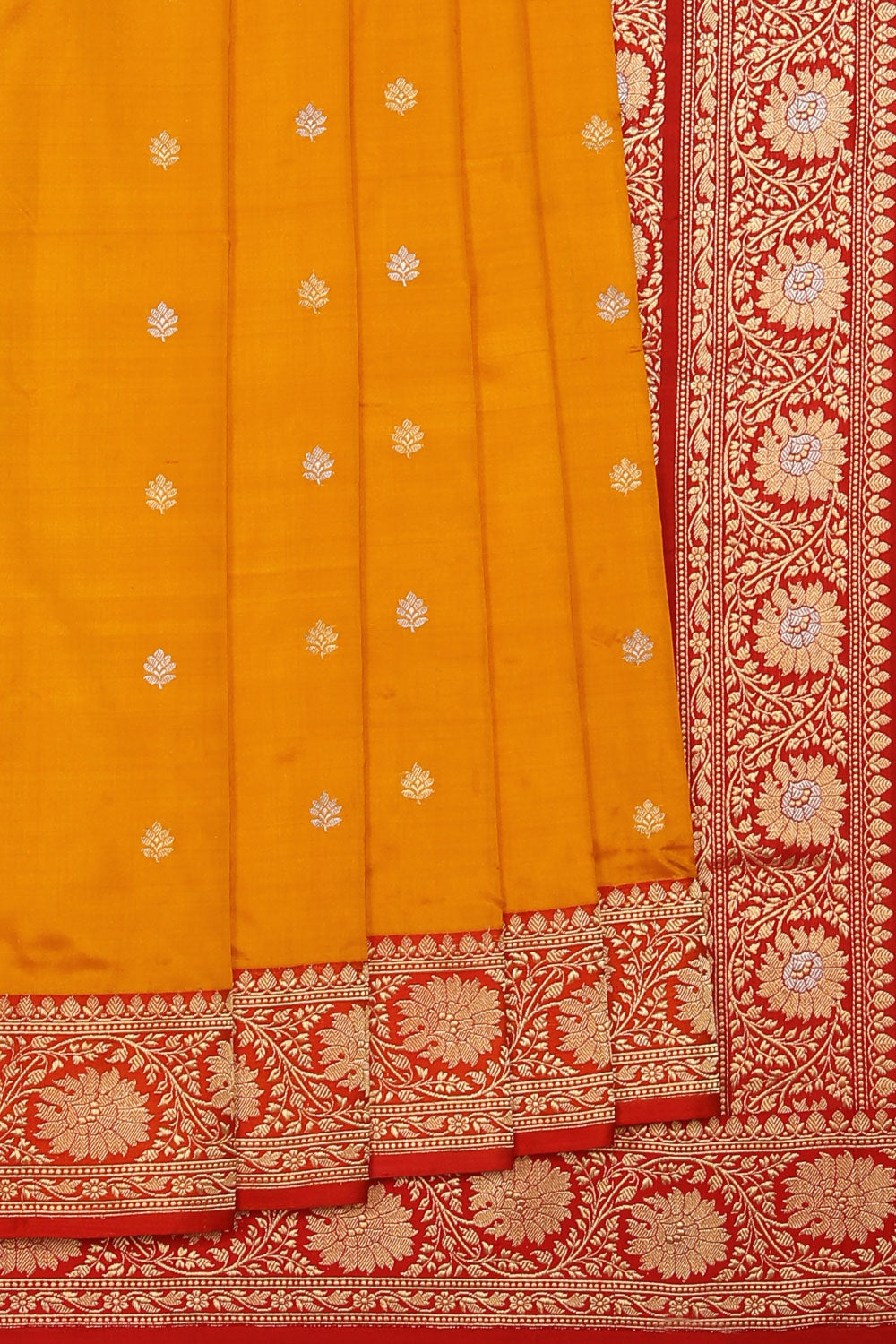 Collection of Banarasi Silk Mustard Saree in a gallery layout