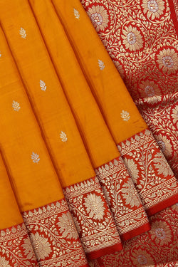 Collection of Banarasi Silk Mustard Saree in a gallery layout