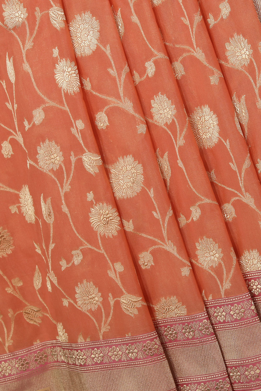 Image of Banarasi Silk Peach Saree