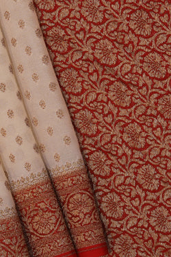 Image of Banarasi Chiffon Off-White Saree