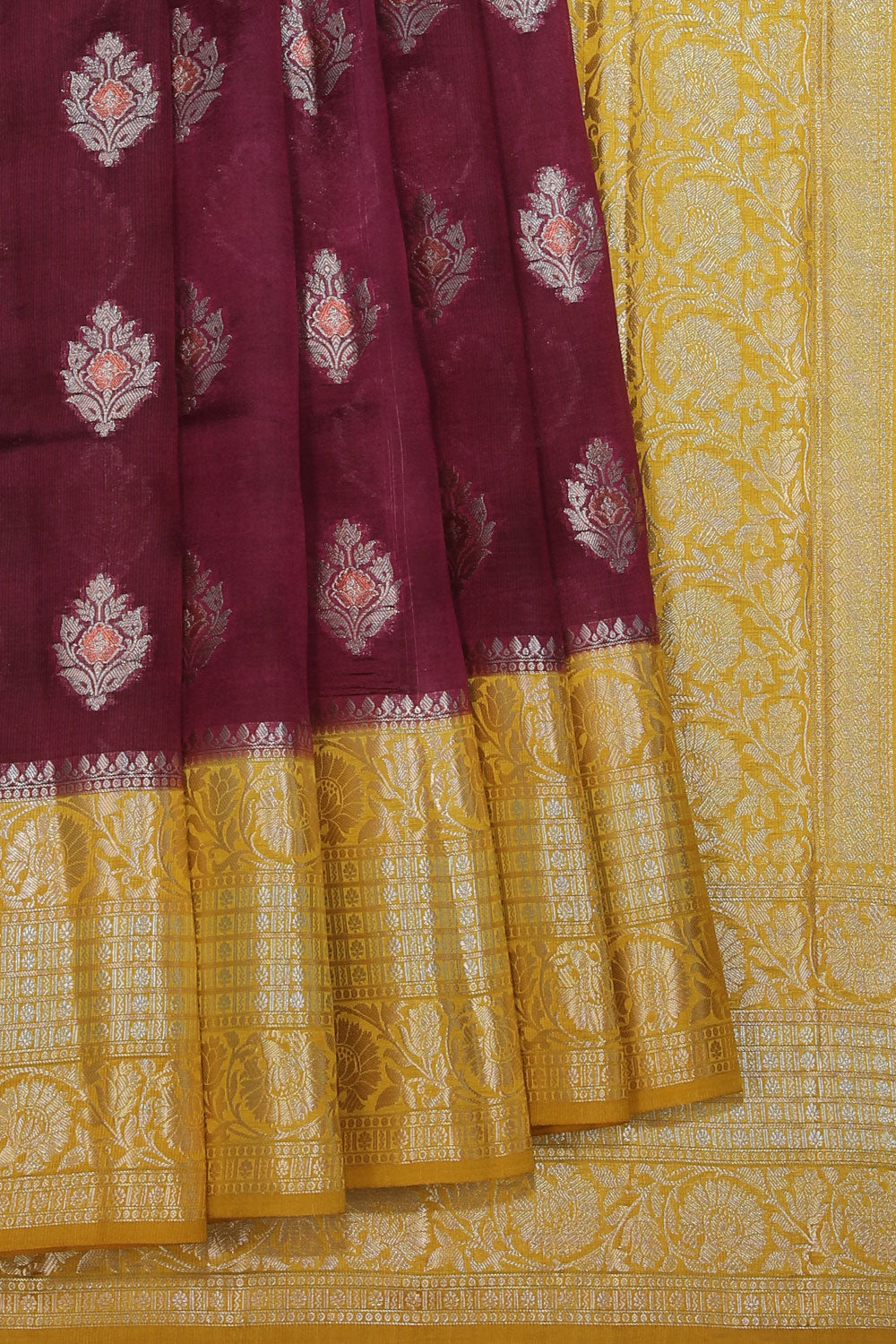 Collection of Banarasi Chiniya-Silk Violet Saree in a gallery layout