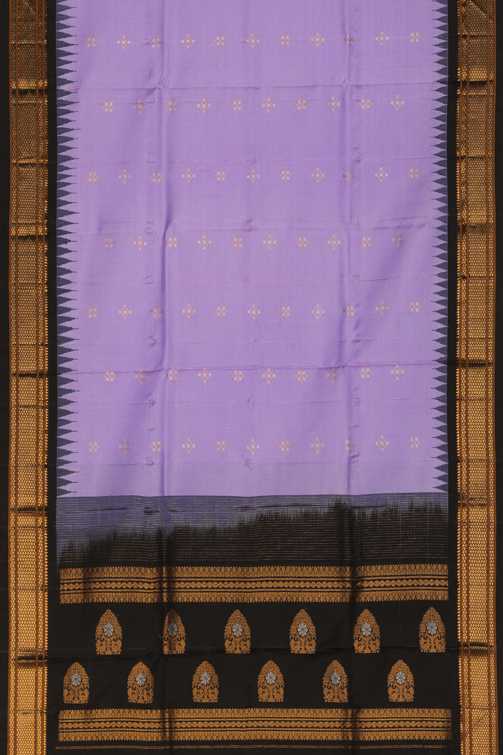 Gadwal Purple Dupatta With Kanchi Border