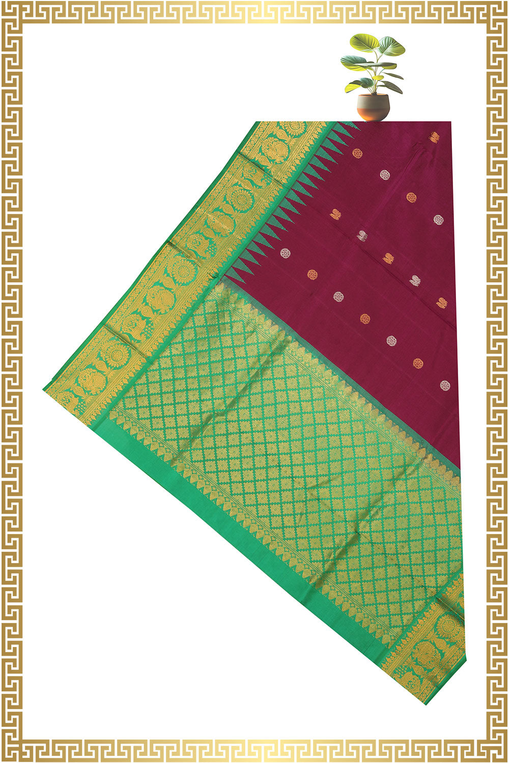 Gadwal Violet Dupatta With Kanchi Border