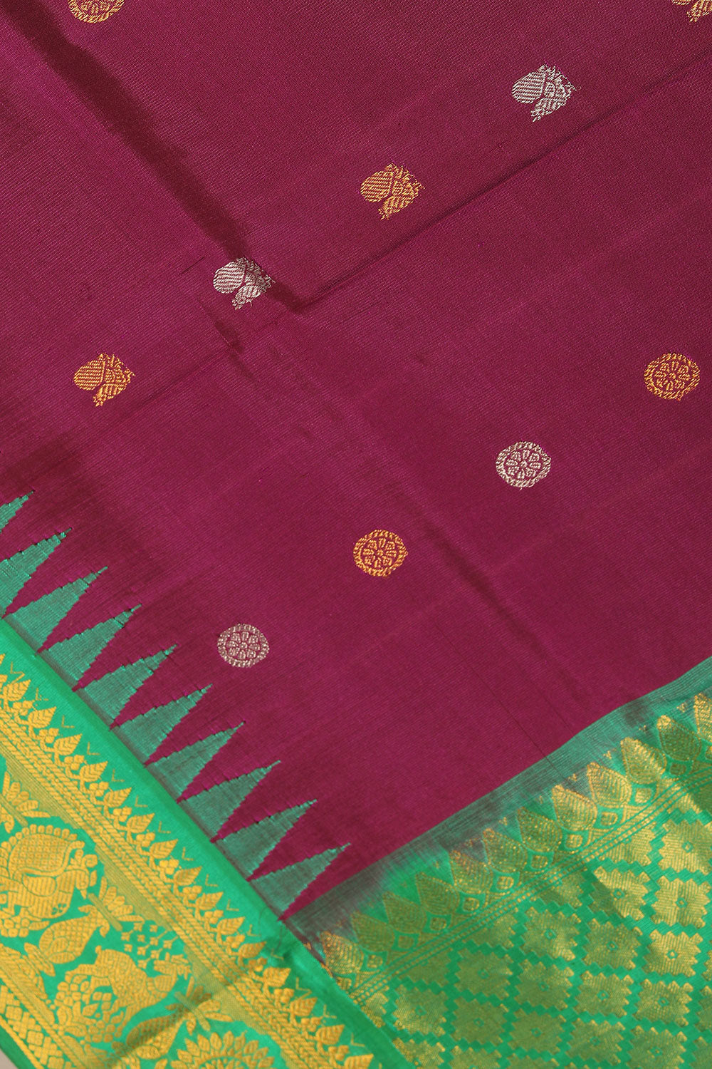 Gadwal Violet Dupatta With Kanchi Border