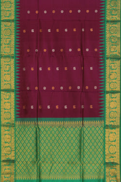 Image of Gadwal Violet Dupatta With Kanchi Border